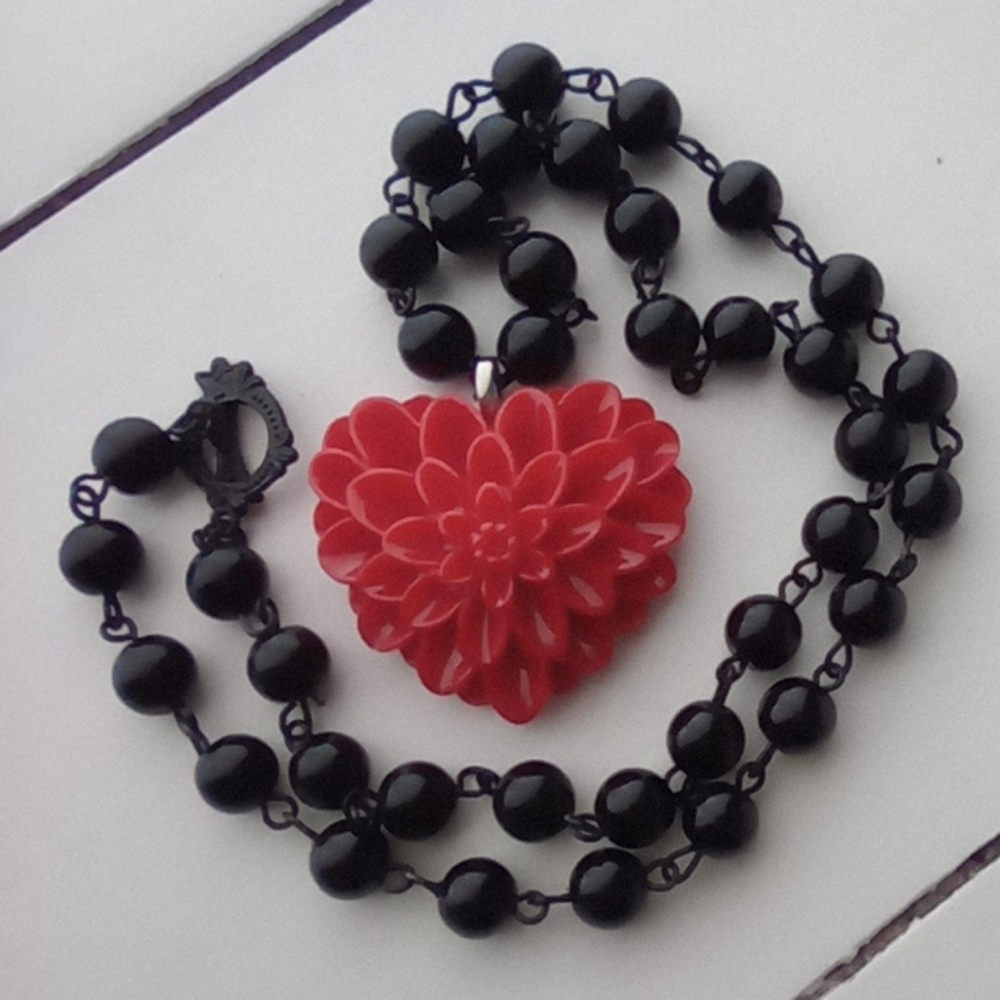 Beautiful Resin Petal Shaped Heart Necklace.